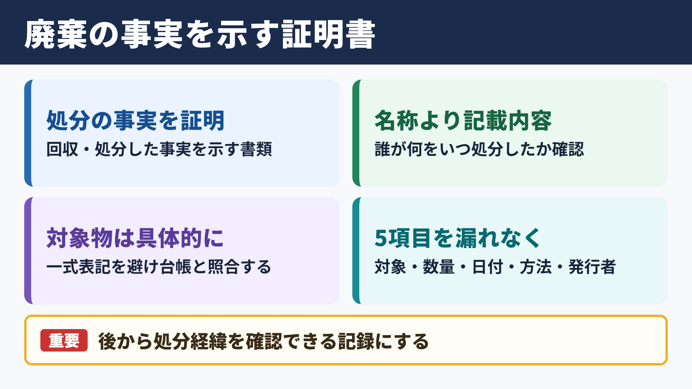 廃棄証明書の役割と記載すべき基本事項