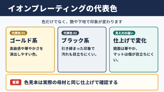 イオンプレーティングの色の種類と基本特性