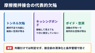 摩擦攪拌接合に生じる代表的な欠陥