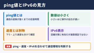 ping値とIPv6表示の見方