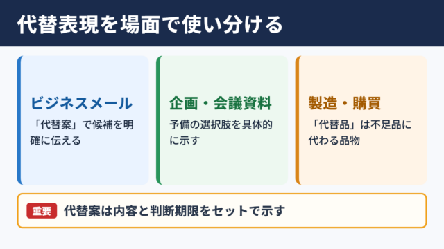 代替の言い換え一覧表とシーン別の使い分け
