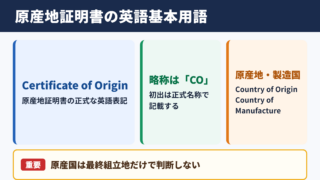 原産地証明書の英語表記と基本用語