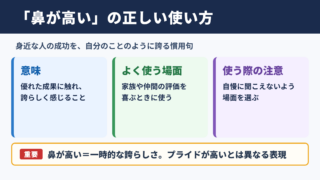 鼻が高いの意味と基本的な使い方