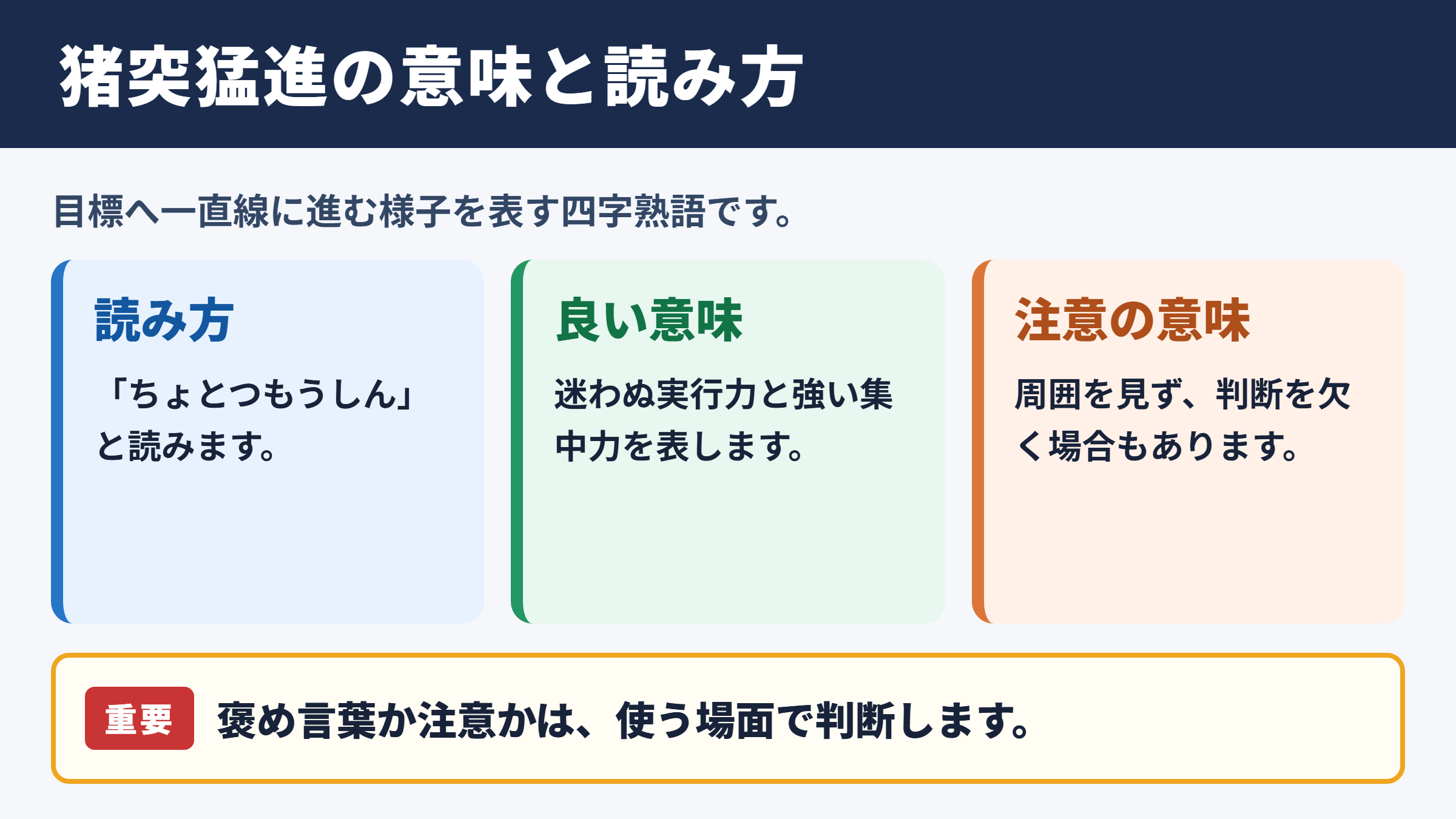 猪突猛進の意味と読み方