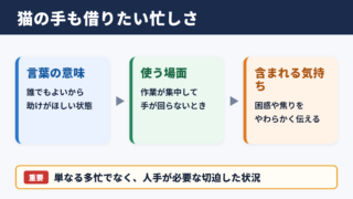 猫の手も借りたいの意味と忙しい場面の要点