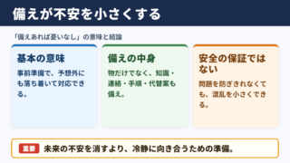 備えあれば憂いなしの意味と結論