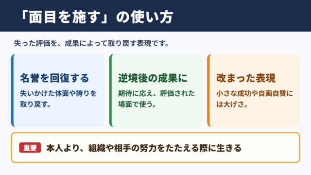 面目を施すの意味と使い方の一覧
