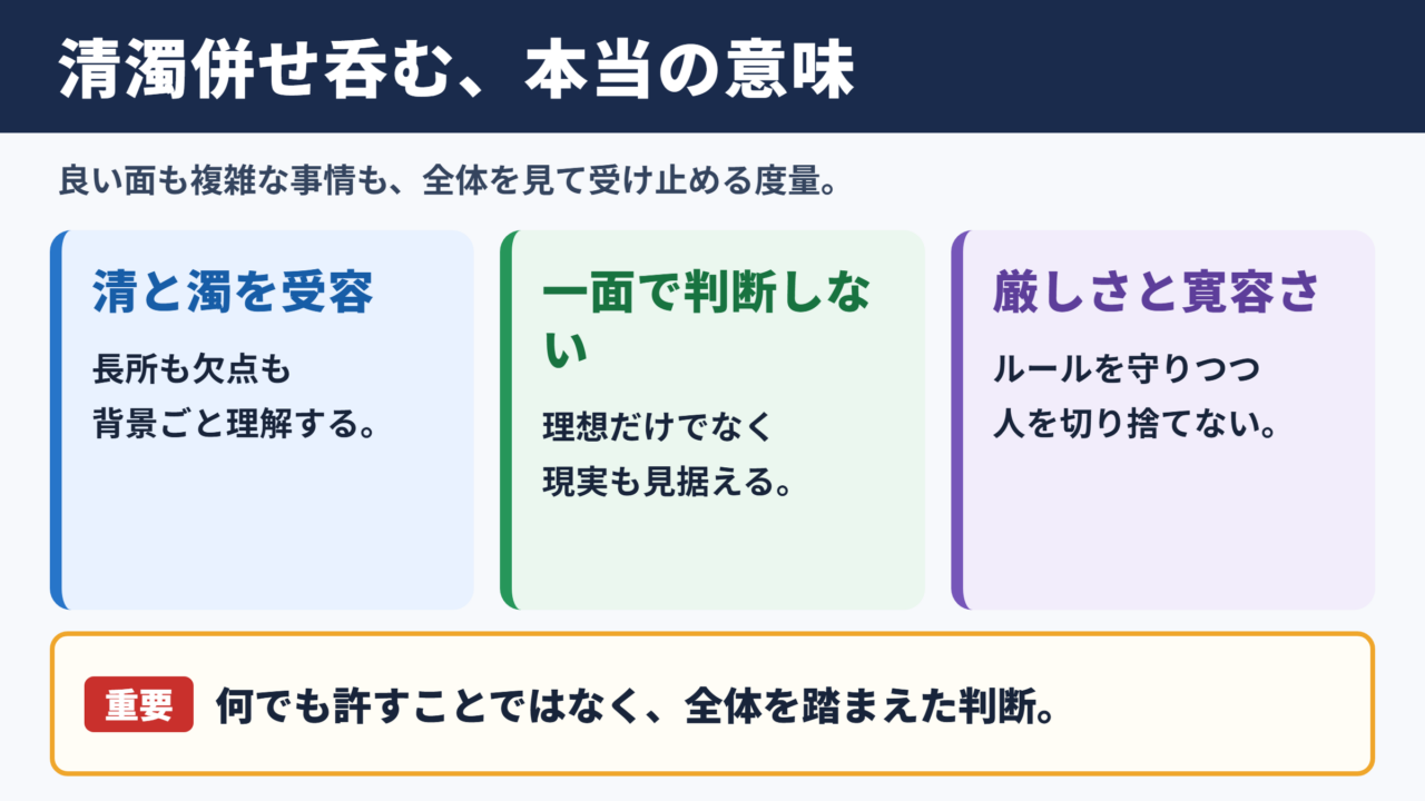 清濁併せ呑むの意味とニュアンス