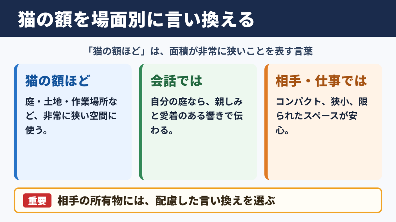猫の額の言い換え一覧表をシーン別に解説