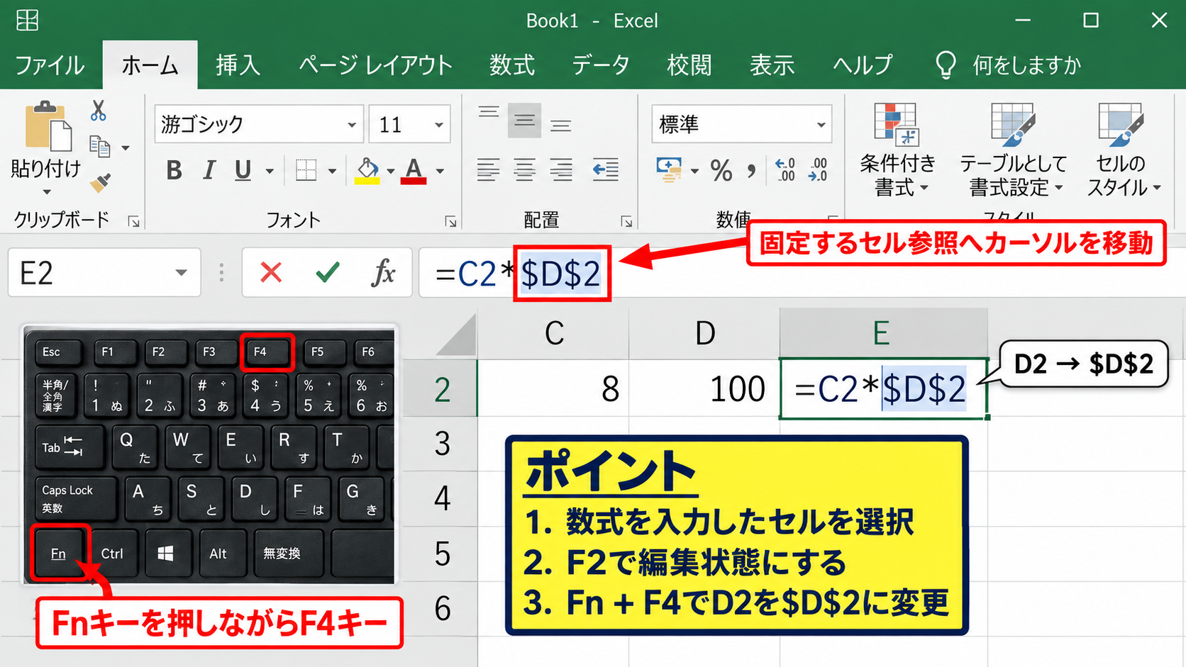 Fnキーとキーボード設定の確認 - Fnキーを組み合わせる操作