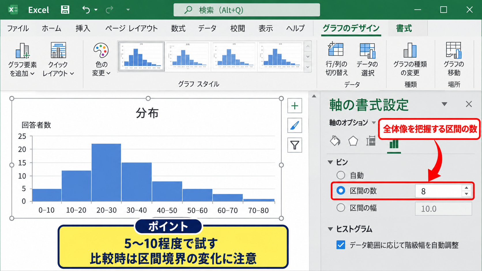 区間の幅と区間の数の使い分け - 全体像を把握する区間の数