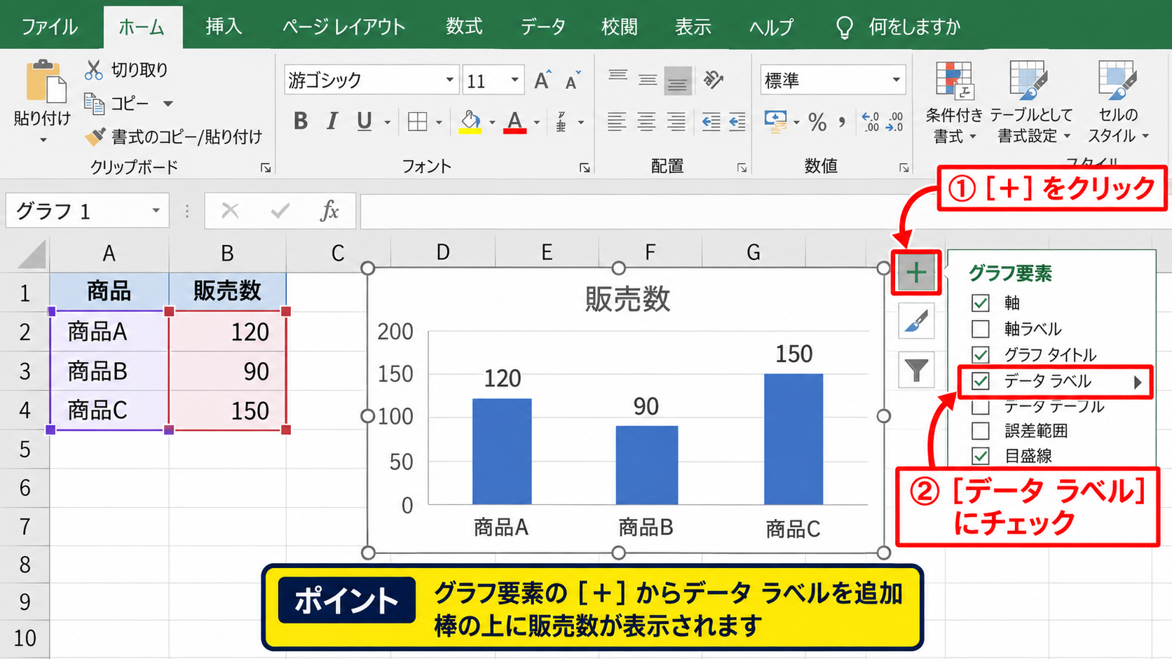 エクセルの棒グラフにパーセントを表示する方法【データラベルの設定】 - グラフへのデータラベル追加