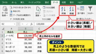 エクセルの表を並び替える基本操作 - 昇順と降順の並び替え
