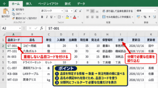 エクセルで在庫管理表を作る手順【基本の一覧表】 - 管理項目の設計