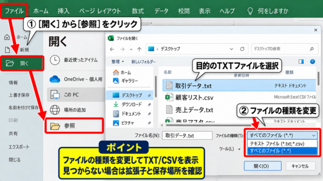 テキストファイルをExcelへ変換する基本手順 - ファイルを開く操作