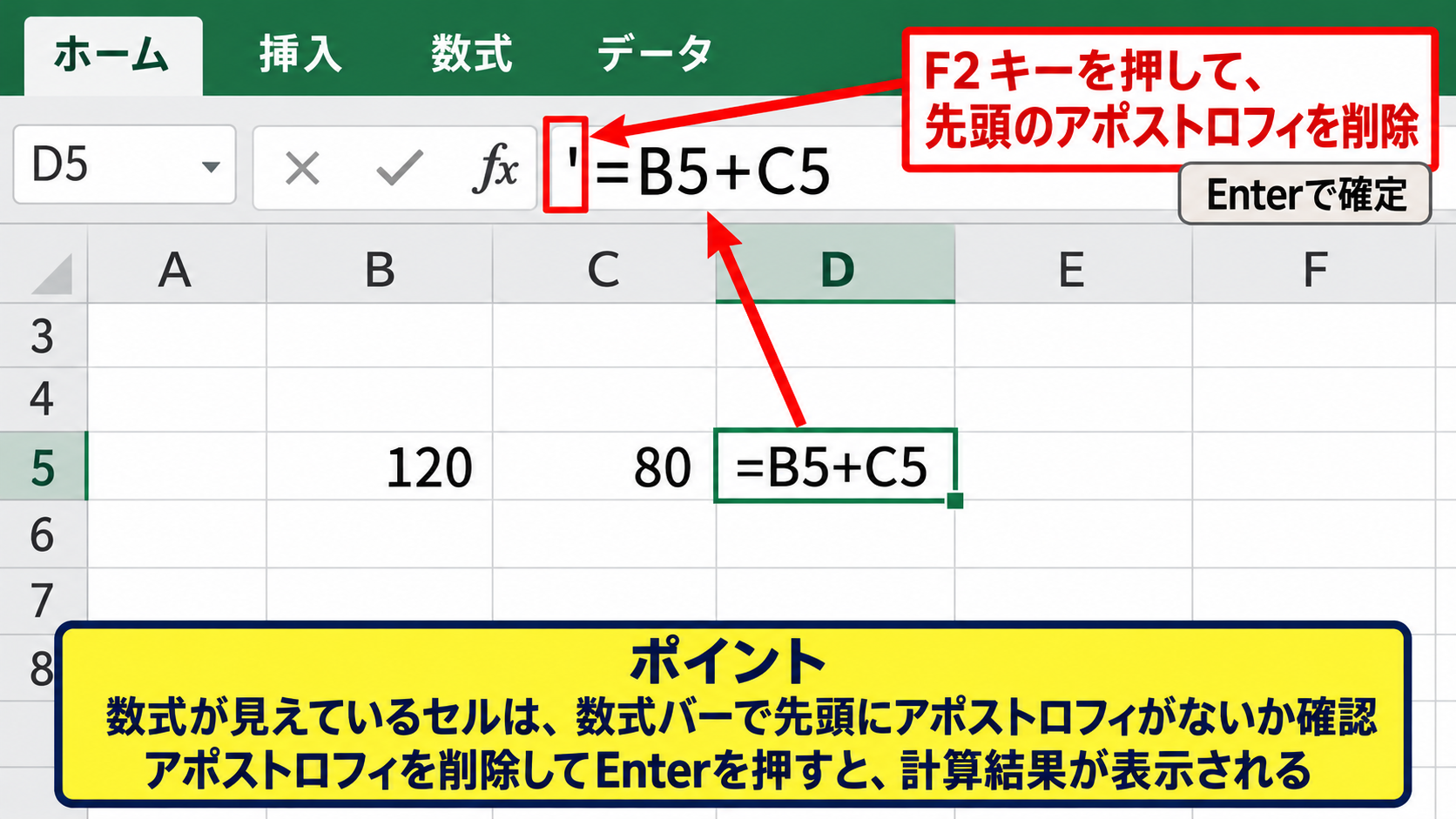 数式が文字列になるときの修正 - 先頭のアポストロフィ確認