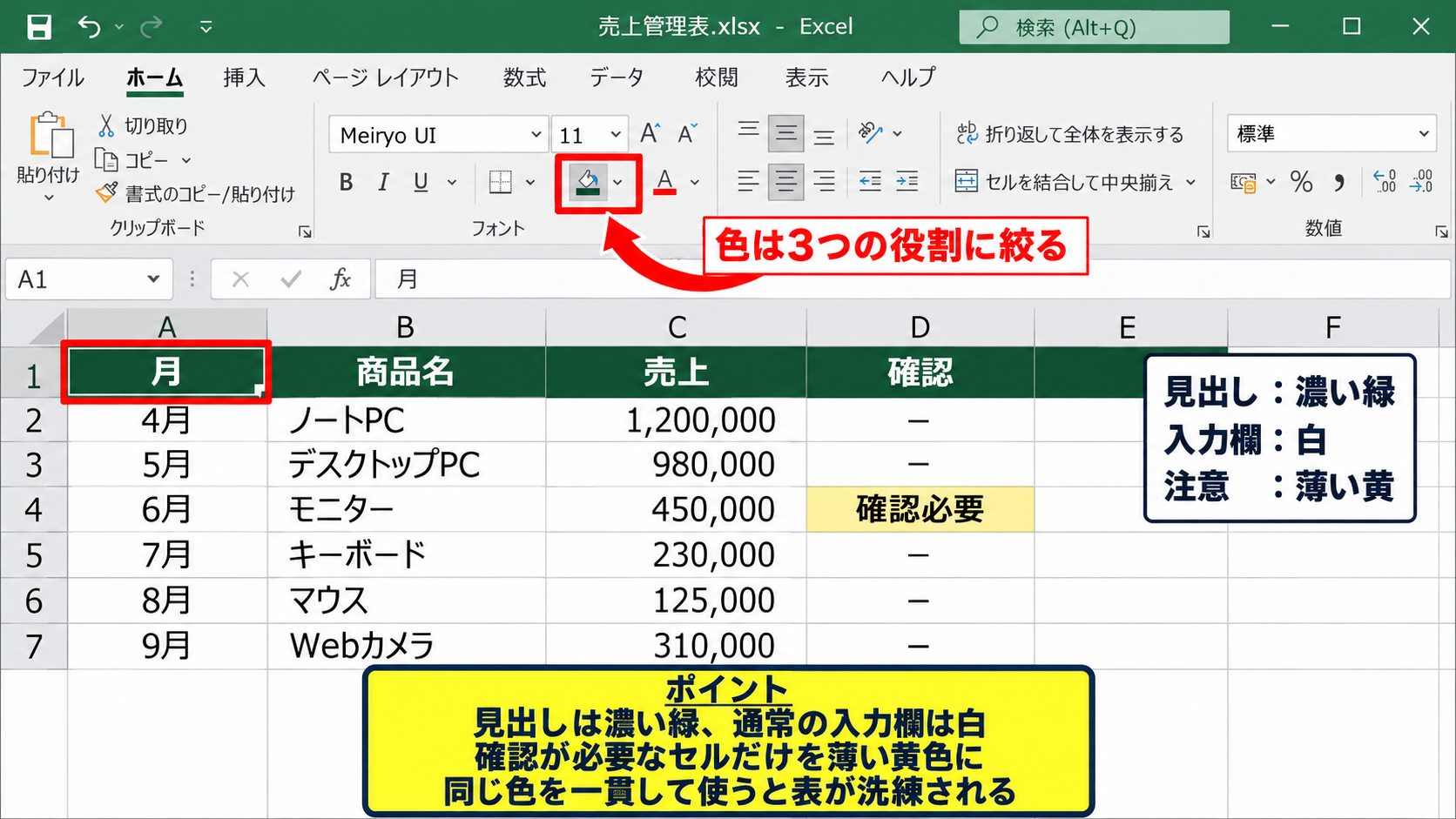 見やすい配色の決め方【見出し色と本文色の整理】 - 基本色を三色程度へ限定