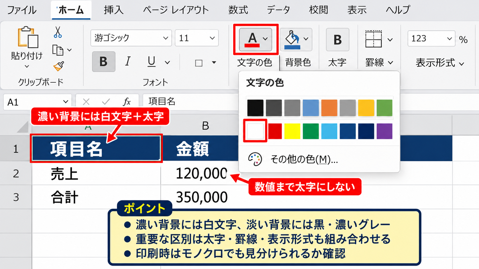 見やすい配色の決め方【見出し色と本文色の整理】 - 文字色と背景色のコントラスト